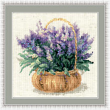 Stickbild 'Lavendel im Korb', 25 x 25 cm