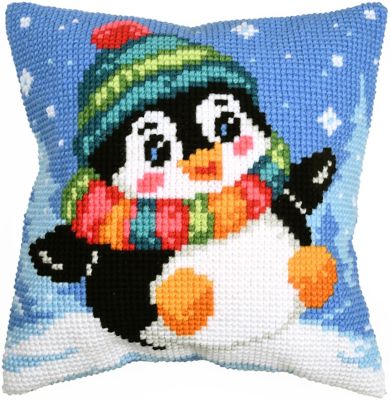 Kreuzstichkissen 'Happy Pinguin'