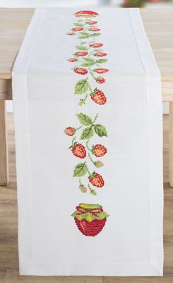 Chemin de table à broder 'fraise'