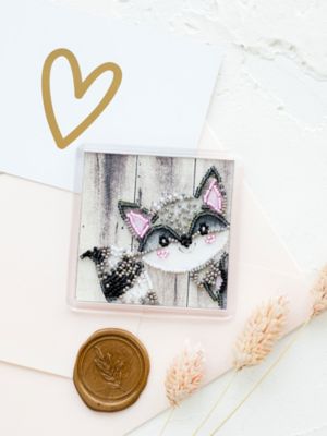 Perlen-Stick-Magnet 'Katze', 5,6 x 5,6 cm, inkl. Acryl-Rahmen mit Magnet