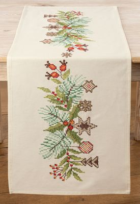 Stickläufer 'Weihnachtsgirlande'
