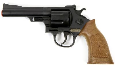 Pistolet de cowboy à pétards, noir/marron, 21 cm