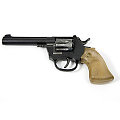 Pistolet de cowboy à pétards, noir/marron/argent, 20 cm