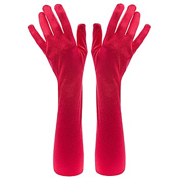 Satin-Handschuhe, rot, 55 cm