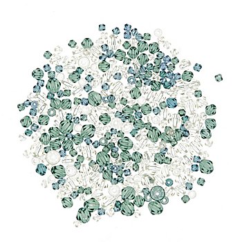 Perles en verre à facettes, tons verts, 4–8 mm Ø, 50 g