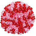 Perles en verre à facettes, rouge/transparent, 4&ndash;8 mm Ø, 50 g