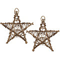 Étoiles décoratives en sarment, marron, 20 cm, 2 pièces