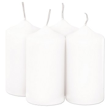 Bougies cylindriques, blanc, différentes hauteurs, 4 pièces