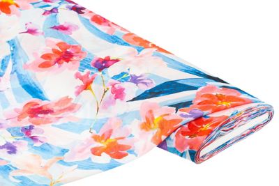 OneOone Viskose Chiffon Stoff Mit Blatt- Und Rosenblumen-Druck – 42 Zoll Breit, Für Nähprojekte