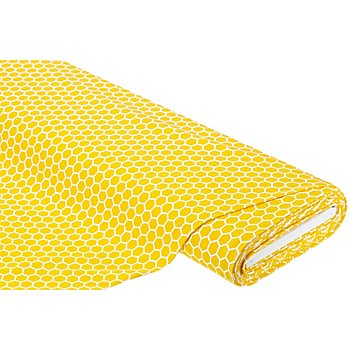 Tissu jersey en coton 'alvéoles' avec de l'élasthanne, jaune/blanc