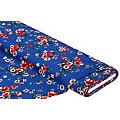 Tissu coton extensible "fleurs", bleu/multicolore