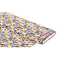 Viskose-Blusenstoff / Javanaise "Blumen & Zebra", blau/orange
