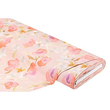 Tissu reps extensible 'fleurs aquarelles', rose/multicolore