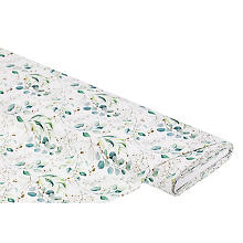 Tissu coton pour blouses 'eucalyptus', blanc/vert