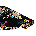 Tissu viscose pour blouses / Javanaise "grandes fleurs", noir/multicolore