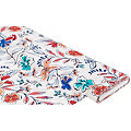 Tissu viscose pour blouses / javanaise "fleurs", blanc/multicolore