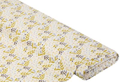 Tissu jersey en coton "pré de fleurs scintillant", blanc/multicolore