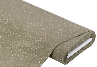 Tissu mousseline/double gaze "pois", olive/blanc