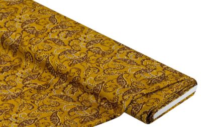 Tissu mousseline chiffon "paisley", moutarde/coloré