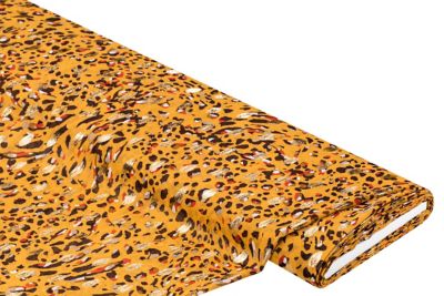 Tissu mousseline chiffon "léo et ovales", ocre/doré