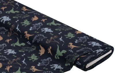 Elastik-Jersey "Dinos" mit Elasthan | nachtblau-melange | Bastelbedarf | buttinette