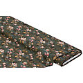 Tissu viscose pour blouses / javanaise "fleurs", vert olive/multicolore