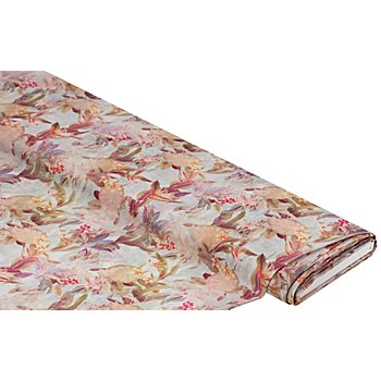 Tissu soie-viscose pour blouses 'fleurs tropicales', nature/multicolore