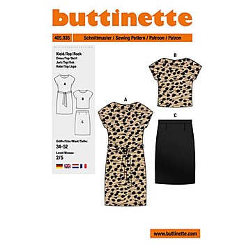 buttinette Schnitt 'Kurzarm-Kleid & -Bluse mit Rock' für Damen