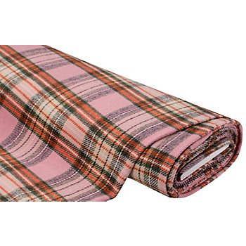 Tissu flanelle pour vestes 'carreaux', rose/vert