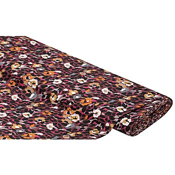 Tissu coton stretch 'abstrait', bordeaux/multicolore