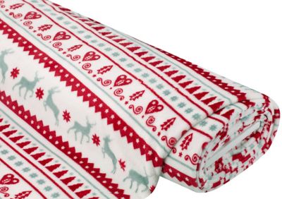 Tissu polaire wellness « Nordic », rouge/menthe