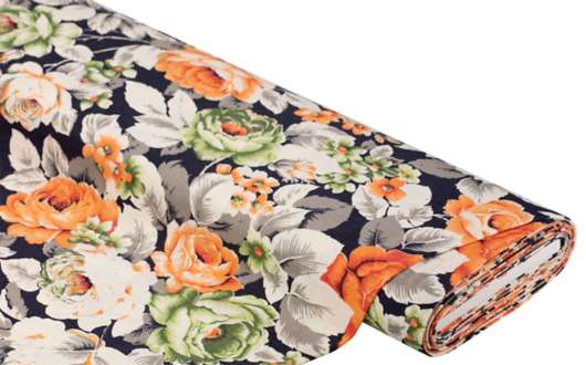 Viskose-Jersey "Blumen", marine-color