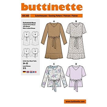 buttinette Schnitt 'Stufenkleid & Bluse' für Damen