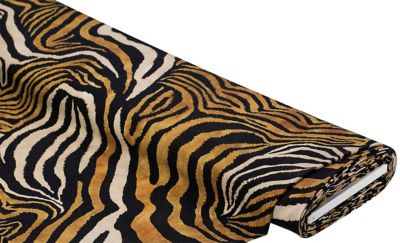 Tissu viscose pour blouses / twill "motif animalier", marron/noir