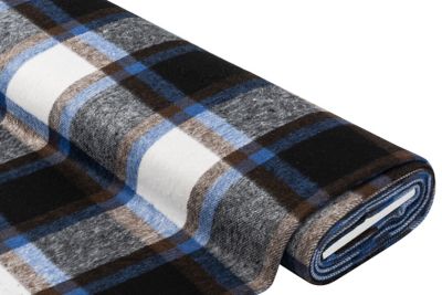 Tissu flanelle pour vestes « carreaux », bleu/marron
