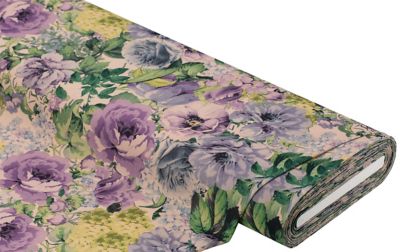 Crêpon "Blumen" | grün-lila | Bastelbedarf | buttinette