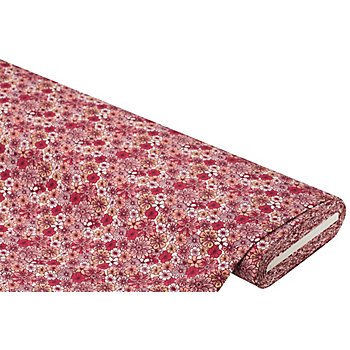 Tissu jersey de coton  « petites fleurs », rose vif/multicolore