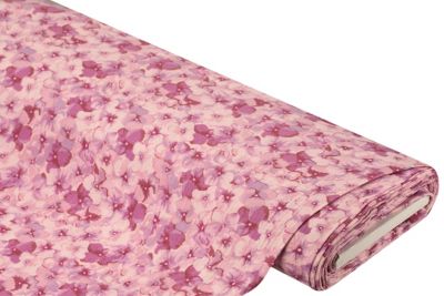 Tissu mousseline / double gaze « fleurs aquarelles », rose