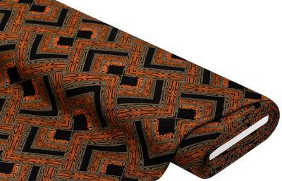 Tissu jersey romanite « abstraits », noir/olive/rouille