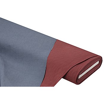Tissu coton stretch « pois double face », rouge/bleu jeans