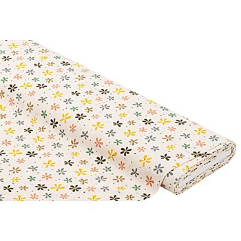 Tissu en coton crêpe « fleurs », beige/multicolore