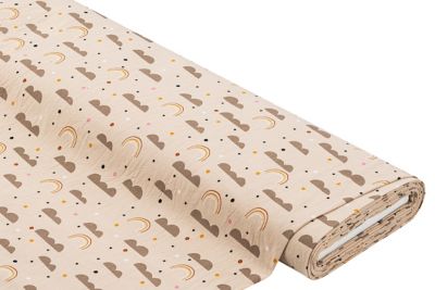 Tissu crêpe en coton « arc-en-ciel », beige/multicolore