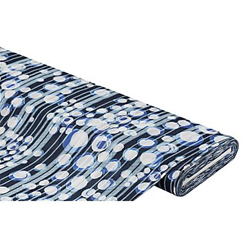 Leichter Baumwoll-Blusenstoff 'Streifen & Punkte', blau-color