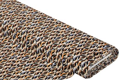 Tissu twill stretch « motif graphique », marron/multicolore