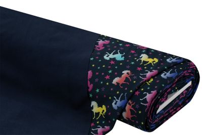 Tissu softshell « cheval », bleu marine/multicolore