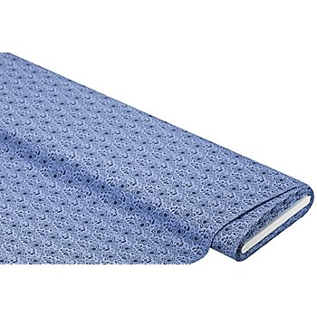 Tissu coton « fleurs et vrilles », bleu/multicolore