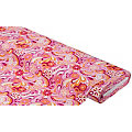 Tissu jersey en viscose « fleurs rétro », orange/rose vif