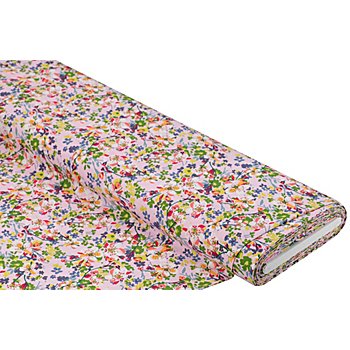 Tissu javanaise « fleurs », rose/multicolore