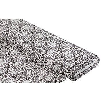 Tissu stretch bengalin « graphique », blanc délavé/gris