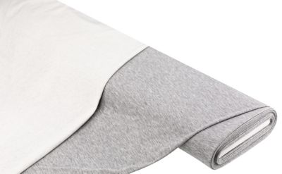 Tissu jersey double-face, gris chiné/blanc cassé